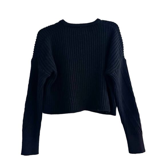 Express Ribbed Design Crew Neck Sweater Black Pullover Knit XS Long Sleeve 2022 - Picture 2 of 13